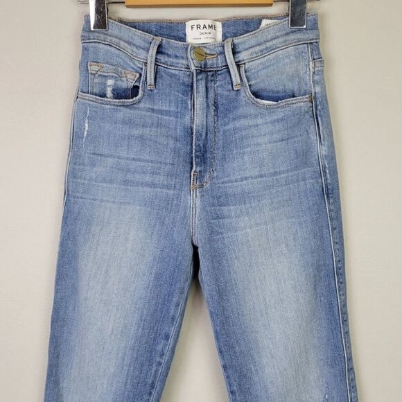 FRAME le sylvie slender straight jeans high rise overdrive distressed 24 - Picture 3 of 12